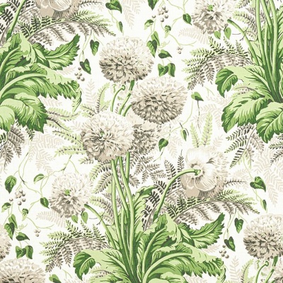 Anna French Dahlia Fabric in Spring on White